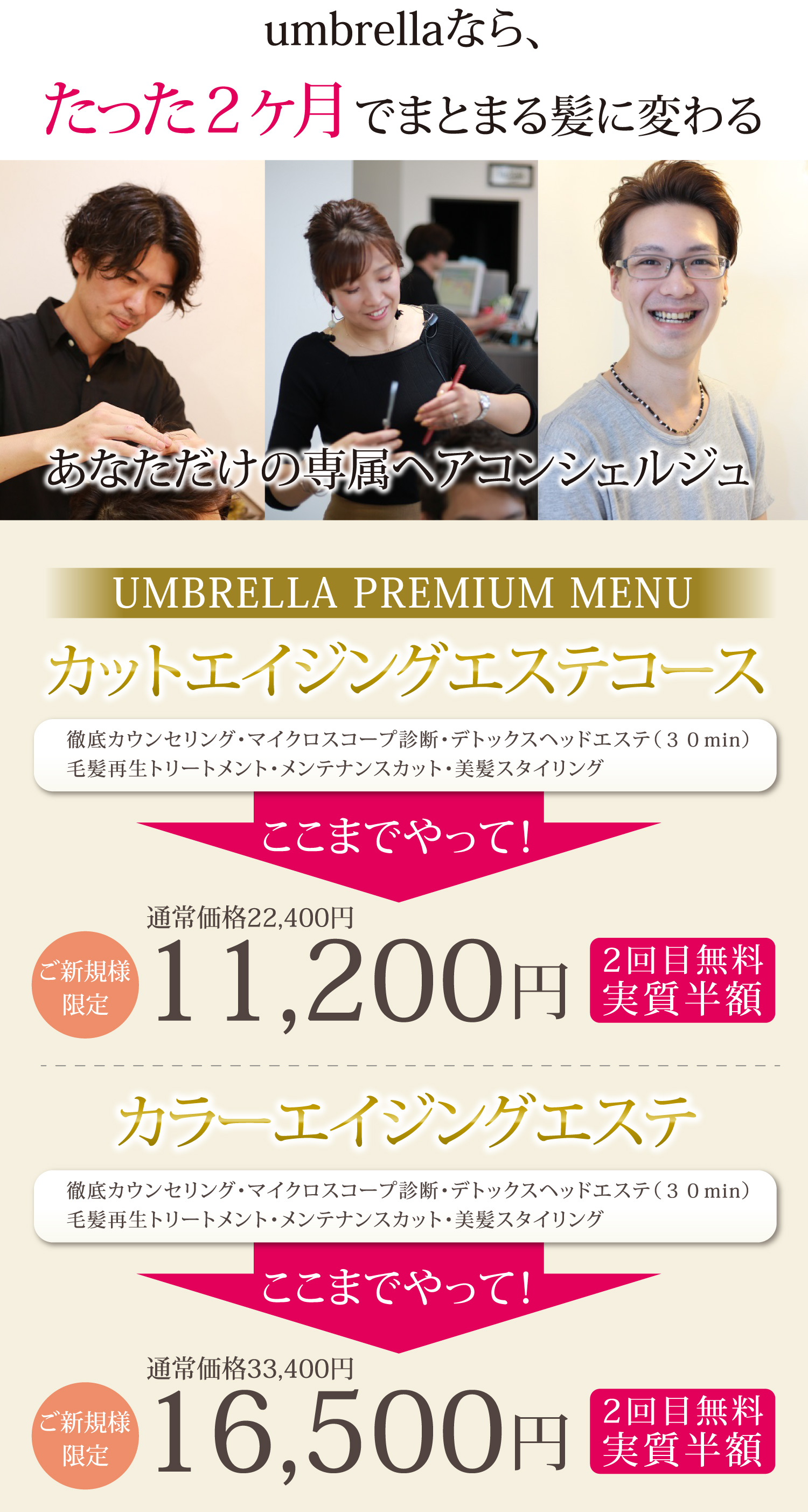 カットエイジングエステ、カラーエイジングエステ